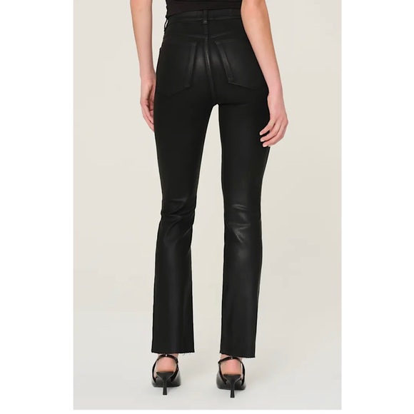 DL1961 Halle Instasculpt Raw Hem High Waist Ankle Straight Jeans Black Coated 26 - Picture 2 of 7